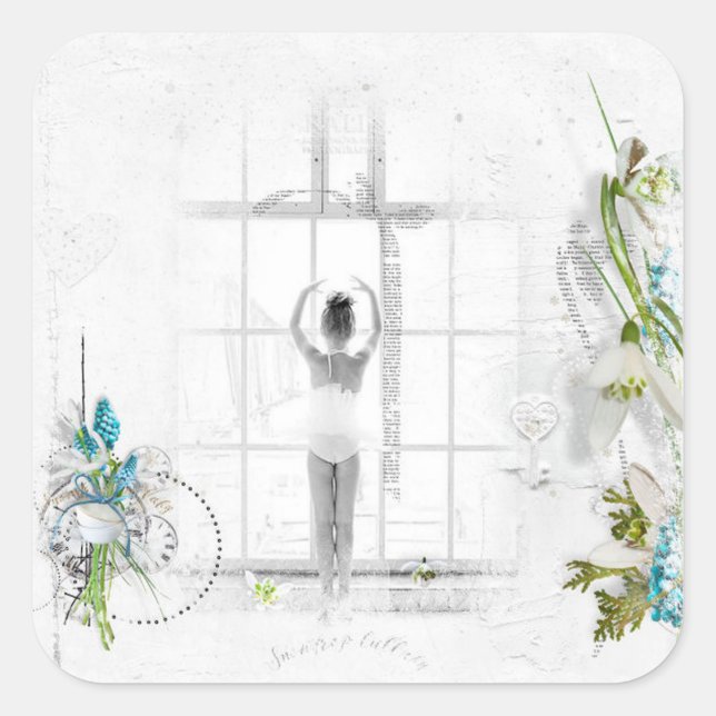 Pegatina Cuadrada Hermosos Pegatinas balnearios victorianos (Anverso)