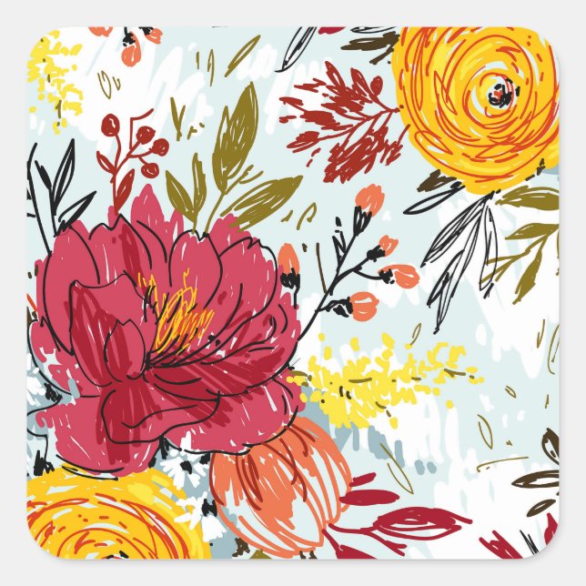 Pegatina Cuadrada Hermosos Rosas (Anverso)