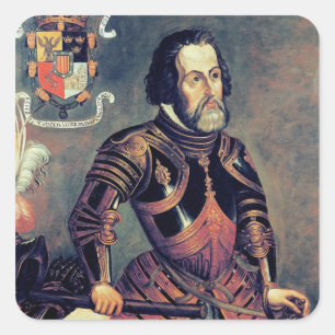 Pegatina Cuadrada Hernando Cortes