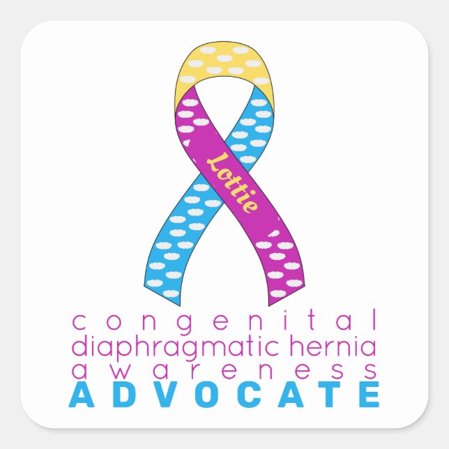 Pegatina Cuadrada Hernia Diafragmática Congénita Advocate Blanco (Anverso)