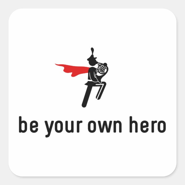 Pegatina Cuadrada Héroe del Cuerno de Francia (Anverso)