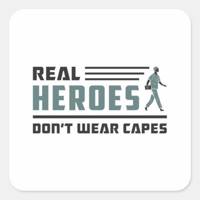 Pegatina Cuadrada Héroes reales Ambulancia paramédica EMT EMS Funny (Anverso)