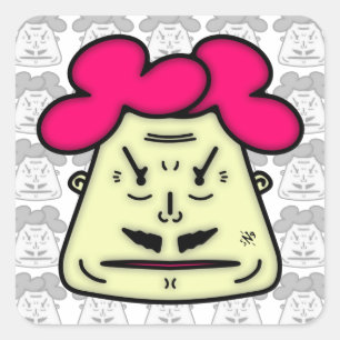 Pegatina Cuadrada Herr Mustache cara personalizado v1-1