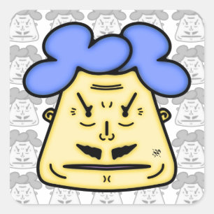Pegatina Cuadrada Herr Mustache cara personalizado v2-1