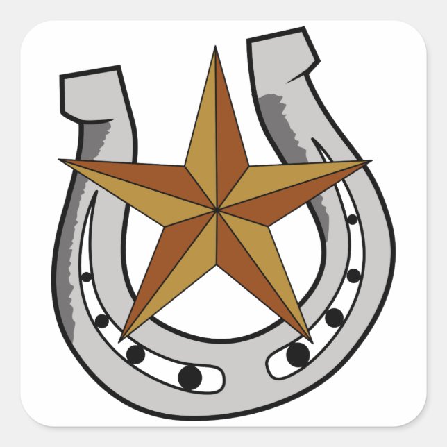 Pegatina Cuadrada Herradura y Estrella (Anverso)