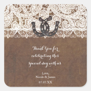 Pegatina Cuadrada Herraduras Rústicas y Calcomanías Country Western 