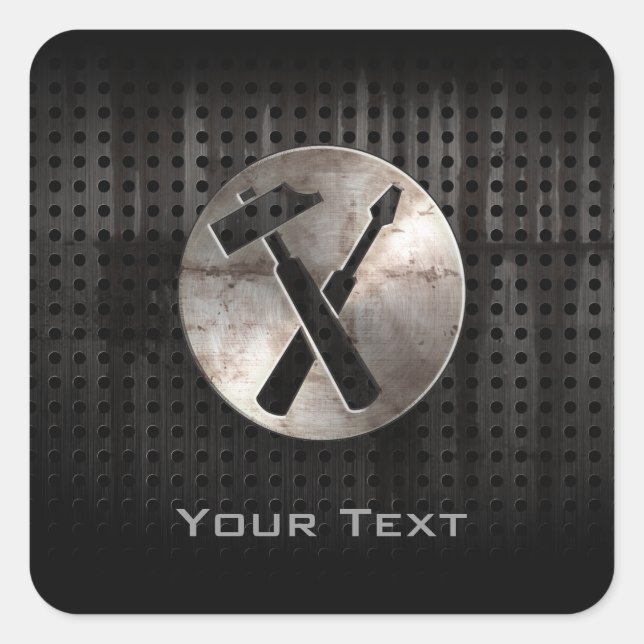 Pegatina Cuadrada Herramientas de carpintero rígido (Anverso)