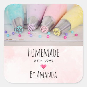 Pegatina Cuadrada Herramientas de decoración de pasteles caseros co