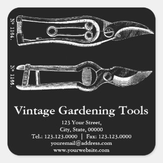 Pegatina Cuadrada Herramientas de jardinería VINTAGE Pruners Pegatin