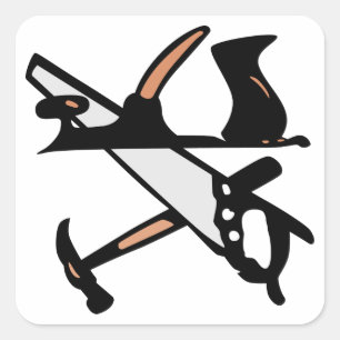 Pegatina Cuadrada Herramientas de madera