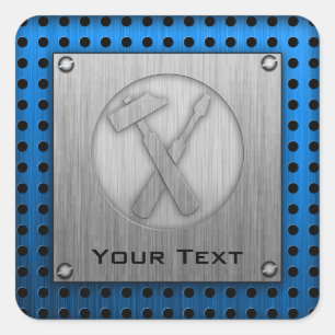 Pegatina Cuadrada Herramientas del carpintero de apariencia Metaliza