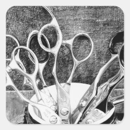 Pegatina Cuadrada Herramientas del comercio - Pegatinas de Hair Styl