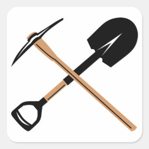 Pegatina Cuadrada Herramientas para mineros