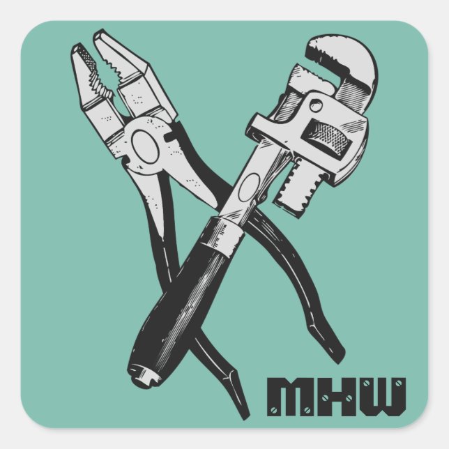 Pegatina Cuadrada HERRAMIENTAS pegatinas personalizados (Anverso)