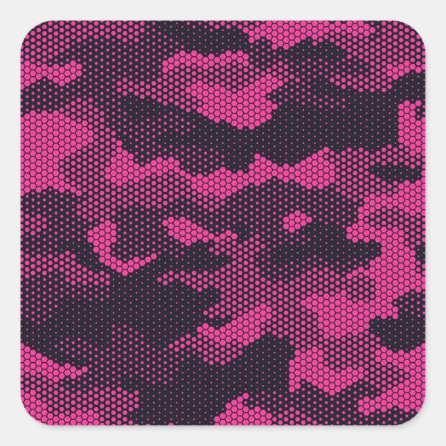 Pegatina Cuadrada Hexagonal de camuflaje, fondo de textura militar (Anverso)