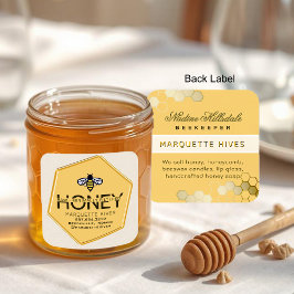 Pegatina Cuadrada Hexágono Amarillo moderno 3D Miel de marfil estili