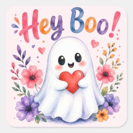 Pegatina Cuadrada Hey boo