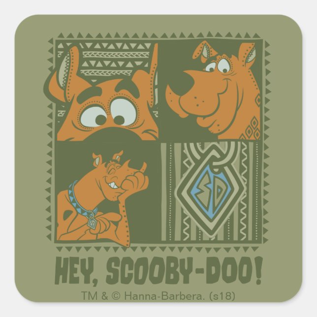 Pegatina Cuadrada Hey Scooby-Doo Tribal Square Graphic (Anverso)
