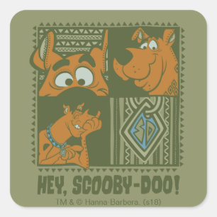 Pegatina Cuadrada Hey Scooby-Doo Tribal Square Graphic