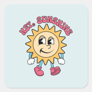 Pegatina Cuadrada Hey, Sunshine - Vibes de verano