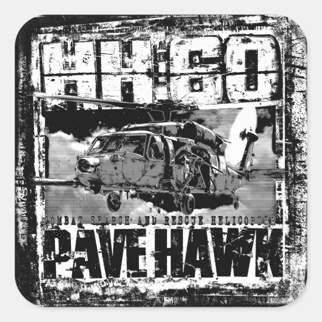 Pegatina Cuadrada HH-60 Pave Hawk (Anverso)