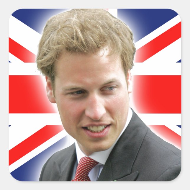Pegatina Cuadrada HH Duque de Cambridge - ¡Asombroso! (Anverso)