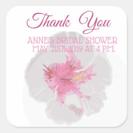 Pegatina Cuadrada Hibiscus blanco