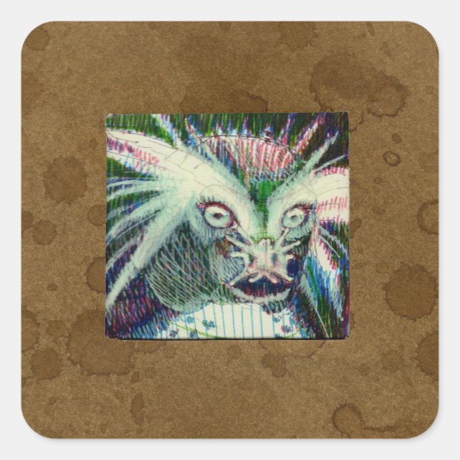 Pegatina Cuadrada Híbrido de animales ficticios (Anverso)