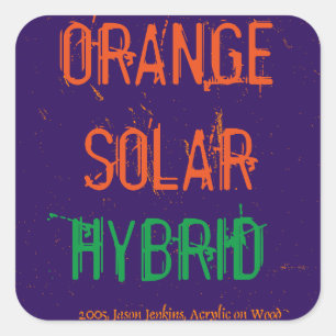 PEGATINA CUADRADA HÍBRIDO SOLAR NARANJA