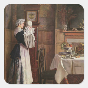 Pegatina Cuadrada Hickory, Dickory, Dock