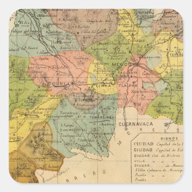 Pegatina Cuadrada Hidalgo, México (Anverso)