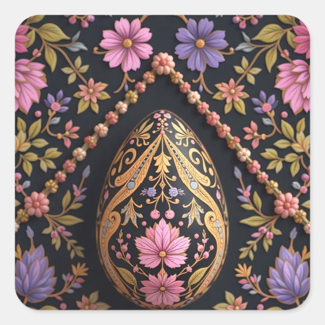 Pegatina Cuadrada Hidden Easter Egg in the Garden (Anverso)