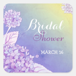 Pegatina Cuadrada Hidrangeas Moradas Por La Noche Ducha Bridal