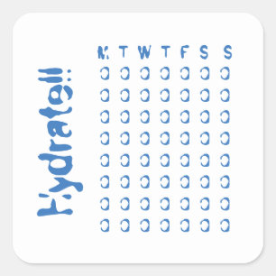 Pegatina Cuadrada Hidrato - perseguidor semanal del consumo de agua