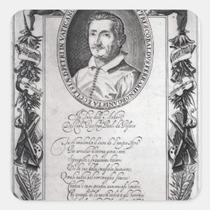Pegatina Cuadrada Hieronymus Frescobaldi, grabado por el cristiano