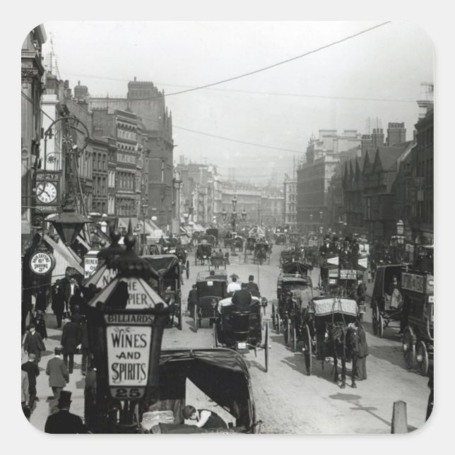 Pegatina Cuadrada High Holborn, Londres, c.1890 (Anverso)