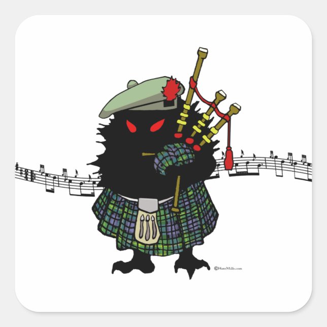 Pegatina Cuadrada Highland Hedgehog Piper (Anverso)