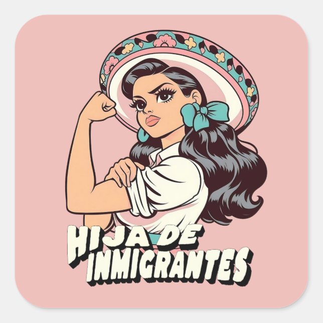 Pegatina Cuadrada Hija De Inmigrantes Cultura Mexicana (Anverso)