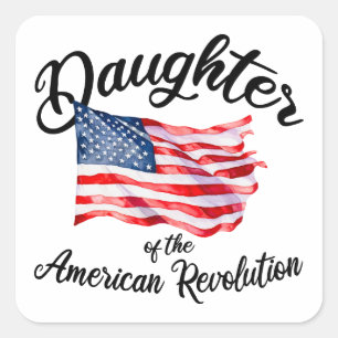 Pegatina Cuadrada Hija de la Revolución Americana DAR Historia de EE