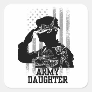 Pegatina Cuadrada Hija del ejército