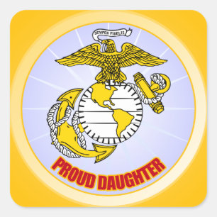 Pegatina Cuadrada Hija orgullosa de USMC