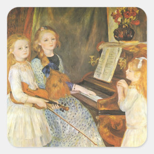Pegatina Cuadrada Hijas de Mendes de Catulle por Pierre Renoir