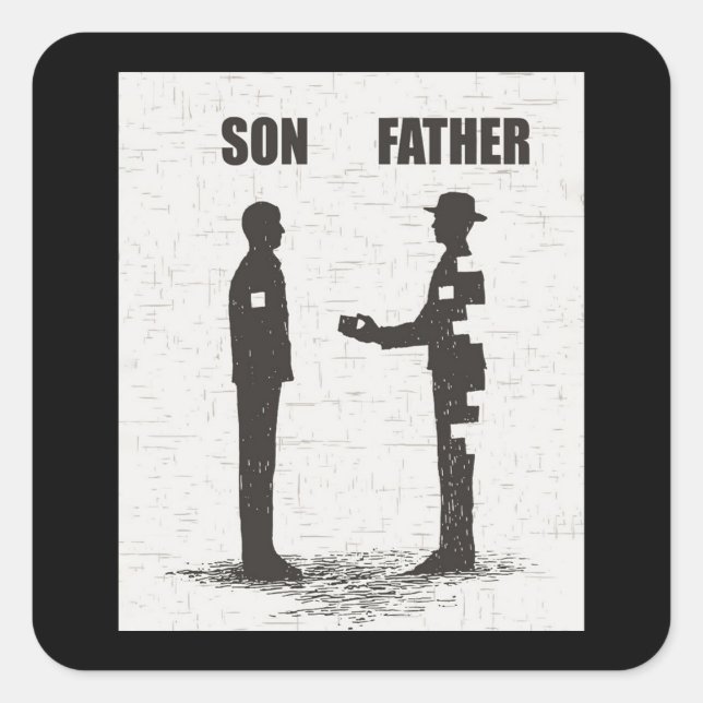 Pegatina Cuadrada Hijo y padre (Anverso)