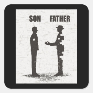 Pegatina Cuadrada Hijo y padre