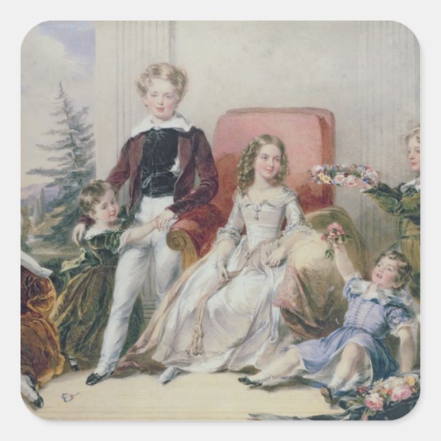 Pegatina Cuadrada Hijos de Elhanan Bicknell (Anverso)