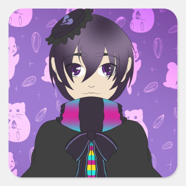 Pegatina Cuadrada Hikaru Ohayashi (Anverso)