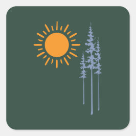 Pegatina Cuadrada Hiking between trees graphic