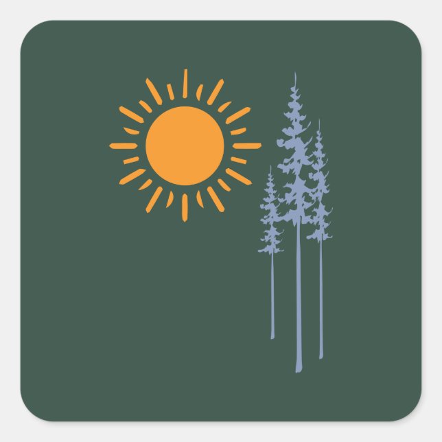 Pegatina Cuadrada Hiking between trees graphic (Anverso)