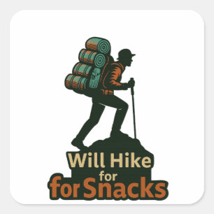 Pegatina Cuadrada Hiking with Snacks – Fun DateOutdoor Design