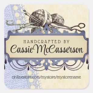 Pegatina Cuadrada Hilado elegante lamentable de las agujas que hacen